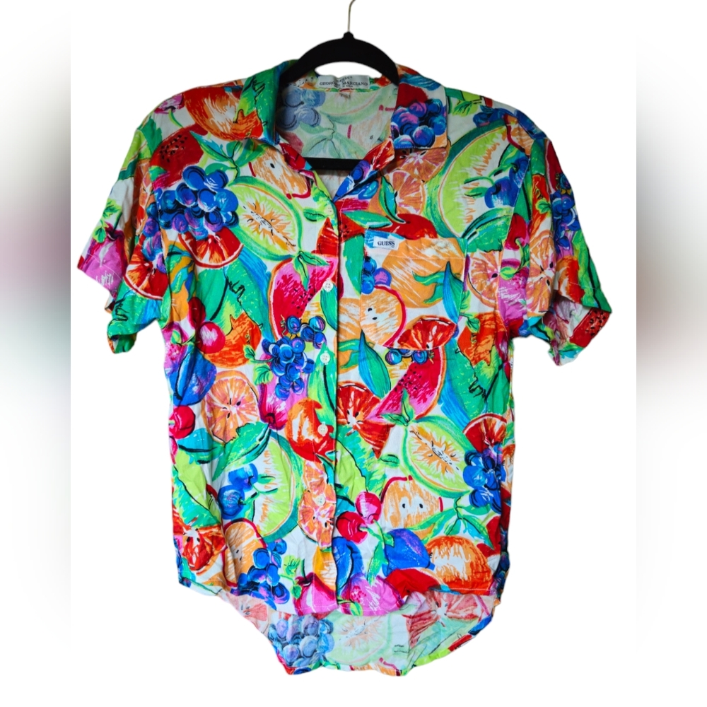 Vintage ♡ Guess by Georges Marciano Fruit Pattern Button Down